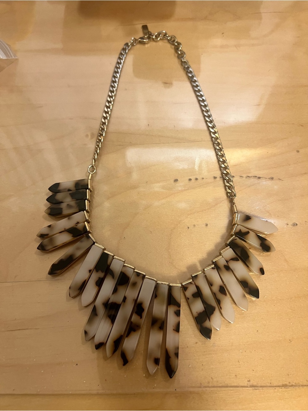 BaubleBar Tortoiseshell Spike Bib Necklace with Gold Chain